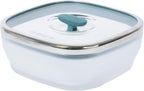 Anyday 5.5-Cup Square Glass Food Storage with Glass Lid | Plastic-Free Meal Prep & Microwave Cookware | Stackable Airtight Storage Container with Vented Lid for Microwave-Safe Reheating
