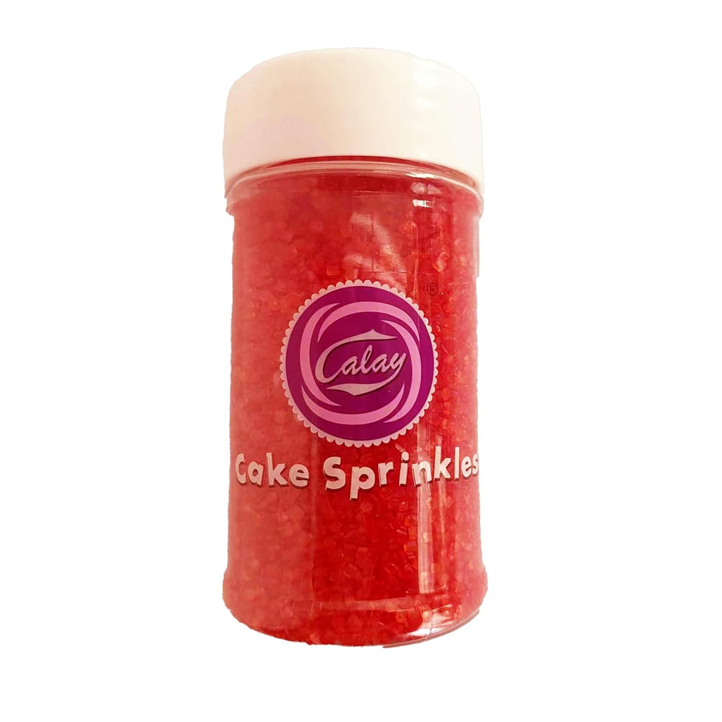 Sentovac Red Sanding Sugar for Baking Edible Sparkling Sugar Sprinkles Coarse Sugar Crystals for Baking Topping Cake Cookie Cupcake Topper Ice Cream Decoration Supplies 3.2 OZ