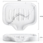 Self Draining Soap Dish- Bar Soap Holder for Shower, Marble Design Large Soap Savers Soap Tray Sponge Holder for Kitchen Bathroom Bathtub Sink, White