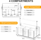 Acrylic Utensil Caddy.Silverware Organizer & Utensil Holder-Heavy-Duty Countertop Cutlery Caddy for Spoons, Forks, Knives, Napkins, Plates | Space-Saving Table, Buffet, Picnic Party Essential