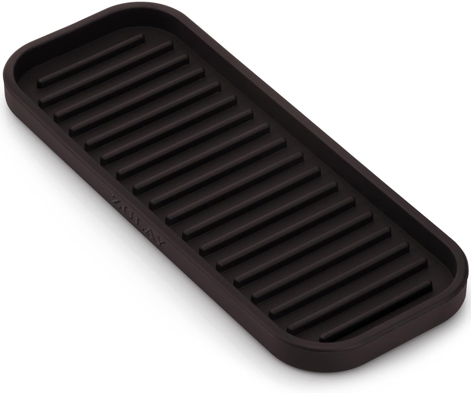 Zulay Kitchen (9x3.5 Silicone Sponge Holder for Kitchen Sink - Flexible Multipurpose Soap Tray Sponge Holder - Sink Organizer Tray for, Bathroom, Makeup, Trinkets & More (Chocolate)