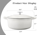 Dutch Ovens Enameled Cast Iron Covered 5.5 Quart Dutch Oven with Dual Handle for Bread Baking, White