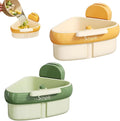 Suction Cup Sink Corner Rack, Curetoaway Corner Sink Strainer, Sink Trash Catcher, Plastic Triangular Baskets Corner Hanging, Rust Resistant, for Kitchen Food Waste (Yellow+Green)