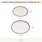 MACKENZIE-CHILDS Set of 2 Everyday Oval Platters, Dishwasher-Safe and Microwave-Safe, Black-and-White Courtly Check