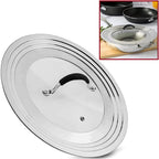 Stainless Steel Universal Lid for Pots, Pans and Skillets - Fits 7" to 12" Pot and Pans - Tempered Glass with Stainless Steel Rim Replacement Frying Pan Cover and Cast Iron Skillet Lid
