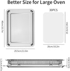 Air Fryer Basket for Oven, OPENICE 15.6" x 11.6" Large Air Fryer Tray and Pan with 30PCS Parchment Papers, Stainless Steel Oven Air Fryer Basket and Tray for Baking Grilling