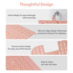 IeBilif Sink Cover for Counter Space, Foldable Bathroom Sink Covers with Hanging Loop, Makeup Organizer Mat Space Saver, Silicone Makeup Brush Cleaner Mat for Bathroom(Pink)