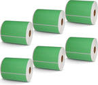 BETCKEY - 4" x 5" Large Shipping & Multipurpose Labels Compatible with Zebra & Rollo Label Printer,Premium Adhesive & Perforated[Green, 6 Rolls, 2100 Labels]