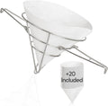 Cleaner Oil, Better Filtration – Stainless Steel Cone Filter Holder with 20 Paper Filters | 10-Inch Cone Filters for Longer-Lasting Frying Oil & Maple Syrup