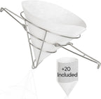 Cleaner Oil, Better Filtration – Stainless Steel Cone Filter Holder with 20 Paper Filters | 10-Inch Cone Filters for Longer-Lasting Frying Oil & Maple Syrup