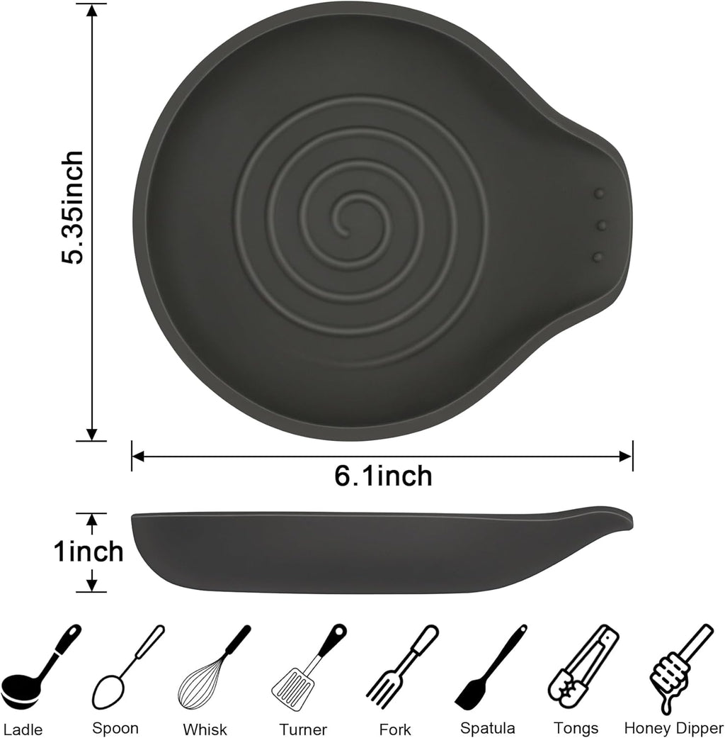 Silicone Spoon Rest for Stove Top - BPA-Free, Heat-Resistant Spoon Holder - Spoon Rest for Kitchen Counter - Large Cooking Utensil Rest for Spoons, Spatulas, Ladles or Tongs - Black