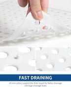 Bligli Small Sink Mat,2 Pack White 11.2x12.7inch Sink Protector Mats for Bottom of Kitchen Sink, Dish Drying Mat for Dishes and Glassware, Fast Drain