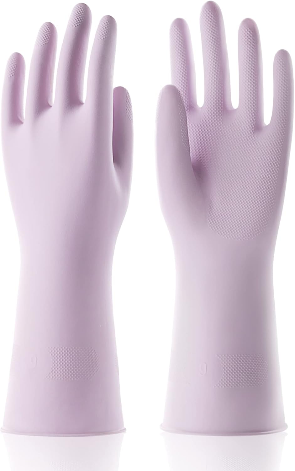 COOLJOB Medium Household Rubber Gloves with Cotton Liner & Non-slip Grip, Waterproof Long Lasting Dishwashing Gloves for Kitchen & Bathroom Cleaning, Purple, 1 Pair