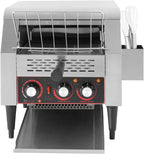 Commercial Conveyor Toaster 300 Slices/Hour Stainless Steel Conveyor Restaurant Toaster 1900W Countertop Electric Industrial Toasters w/Double Heating Tubes for Bun Bagel Bread Baked Food