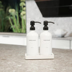 Kitchen Soap Dispenser Set, White Soap Dispenser with Black Stainless Steel Pump, Perfect for Modern Kitchen Decor. (White)