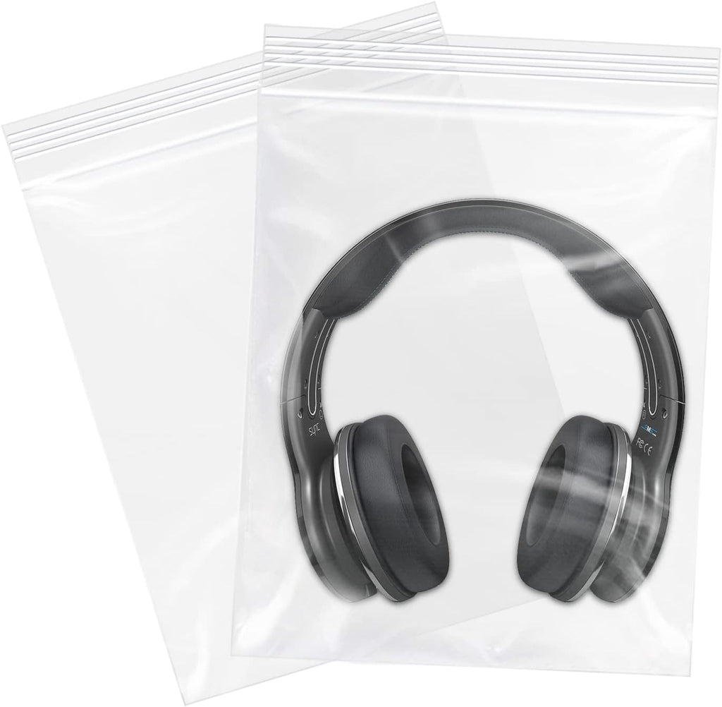 13" x 15"(200 Count) Large Zip Poly Bags - Clear Plastic Reclosable Storage Zipper Bags 2 Mil for Clothing, T-Shirts, Pants