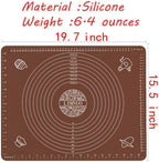 LIMNUO Silicone Baking Mat, Extra Thick Large Non Stick Pastry Mat Sheet for Dough Pie Crust Rolling Mats (Brown, XL-18''(W)*25''(L))