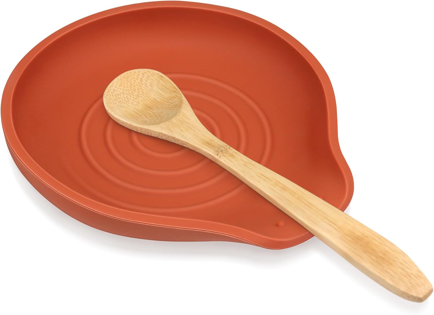 Silicone Spoon Rest for Stove Top - BPA-Free, Heat-Resistant Spoon Holder - Spoon Rest for Kitchen Counter - Large Cooking Utensil Rest for Spoons, Spatulas, Ladles or Tongs - Orange Red