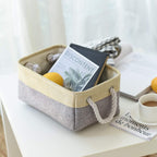TheWarmHome Storage Baskets for Organizing - 11.8x7.8x5.2 inch Small 6 Pack Storage Bins for Shelve, Farbic Storage cubes Organizer for Baby Toys Nursery (Gold & Grey)