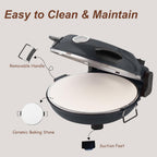 12" Electric Pizza Oven - Countertop Pizza Maker with Ceramic Stone, Heats up to 800°F, Portable Indoor Pizza Oven for Homemade Pizzas, Grey