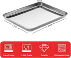 Baking Sheet, Stainless Steel Cookie Sheet Baking Pan Tray for Toaster Oven Size 9 x 7 x 1 Inch, Non Toxic & Healthy, Mirror Finish & Easy Clean, Dishwasher Safe