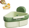 Suction Cup Sink Corner Rack, Curetoaway Corner Sink Strainer, Sink Trash Catcher, Plastic Triangular Baskets Corner Hanging, Rust Resistant, for Kitchen Food Waste (1Pcs Green)