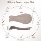 Heat Resistant Silicone Spoon Rest, Non-Slip Spoon Holder for Kitchen Counter, Silicone Spoon Rest for Stove Top for Spoons, Spatulas, Ladles, Tongs (Khaki)