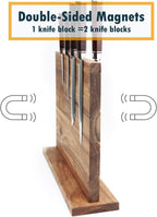 Resafy Large Magnetic Knife Holder,Acacia Wooden Magnetic Knife Block 12.5X10 Inches,Rack Magnetic Universal Stands with Strong Enhanced Magnets Strip Kitchen Storage Cutlery Organizer Without Knifves