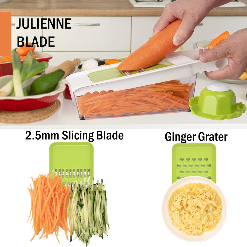 Cheese Grater with Container,5 In 1 Mandoline Slicer for Kitchen,Multi Purpose Vegetable Slicer, Easy to Clean Vegetable Chopper,Cheese Shredder,Julienne Slicer and Peeler