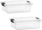 Superio Clear Storage Bins with Lids, Stackable Storage Box with Latches and Handles, Extra Small, 2 Pack 2 Quart