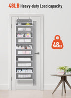 Over The Door Organizer Storage, 5 Shelf Hanging Door Organizer with 10 Large Capacity Pockets, Anti Tilt 44 lb Load Behind Door Storage for Bedroom, Bathroom, Pantry, Nursery, (Grey)