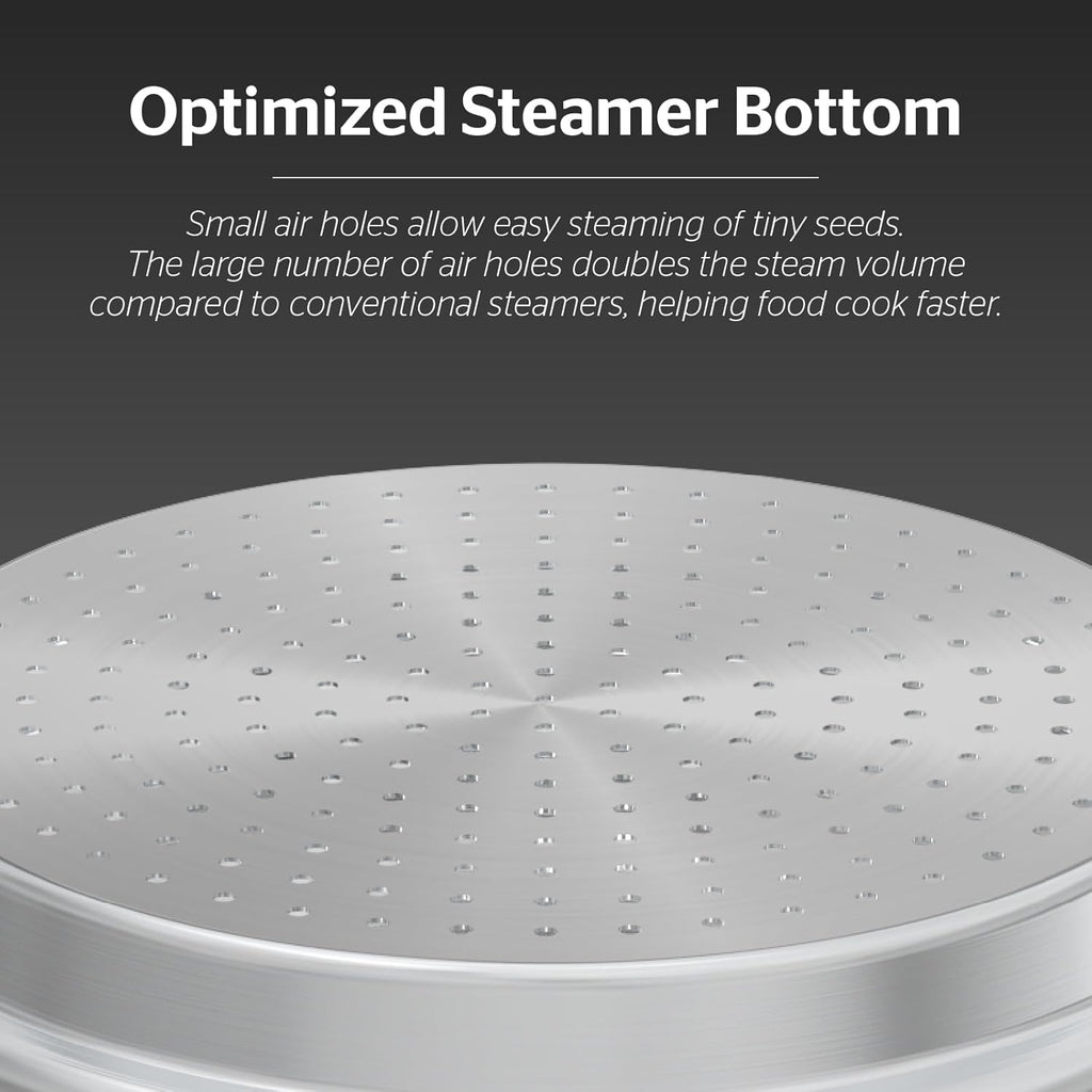 SUNHOUSE 5 Quart Stainless Steel Steamer Insert – Multi-Purpose Soup & Food Steamer with Stay-Cool Handles & Heavy-Duty Glass Lid – Fits Various Pot Sizes (8", 9", 9.5")