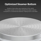 SUNHOUSE 5 Quart Stainless Steel Steamer Insert – Multi-Purpose Soup & Food Steamer with Stay-Cool Handles & Heavy-Duty Glass Lid – Fits Various Pot Sizes (8", 9", 9.5")