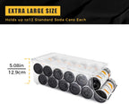 Skinny Can Organizer for Refrigerator, Stackable Tall Skinny Soda Pop Can Holder Dispenser with Lid for Fridge Pantry Rack Freezer, Clear Plastic Storage Bins-Holds 12 Slim Cans (See-through)
