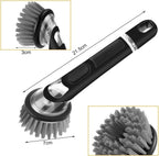 AUAUY Dish Brush with Soap Dispenser, Advanced Soap Control Dishwashing Brush, Dish Scrub Brushes with Handle, Kitchen Scrubbers for Dishes, Pan, Pot, Sink Cleaning Brushes