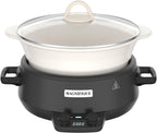 MAGNIFIQUE 5 Quart Programmable Slow Cooker with Auto Warm Setting, Glazed Ceramic Liner, Kitchen Small Appliance for Family Dinners, Black