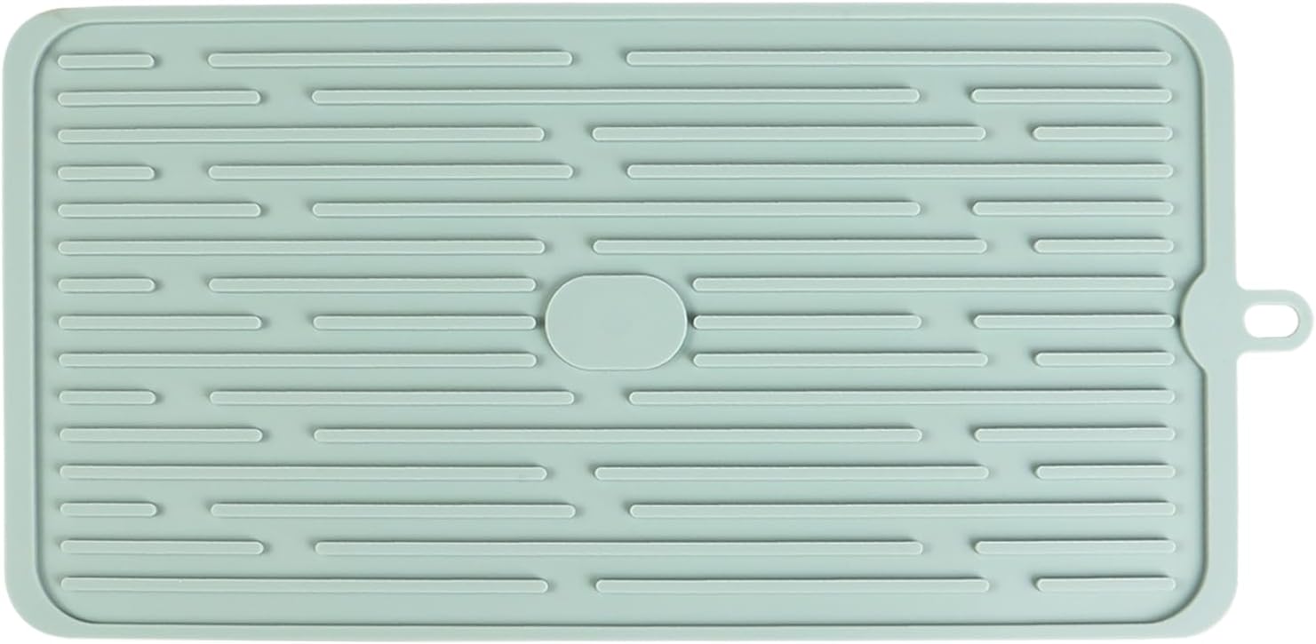 Dish Mat Silicone Dish Drying Mats Works For Drying Stemware Cocktail Glasses Silverware Pots Pans Knives and Dish Rack for Kitchen Counter Sink Bar Pads Easy to Clean (GD-LSD-01-green)