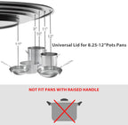 Universal Lid for Pots and Pans - One Size Fits All 8.25-12 Inch Pots Frying Pans Skillets Woks, Replacement Pot Lid with Upgraded Heavy Duty Heat Resistant Silicone Handle, Black
