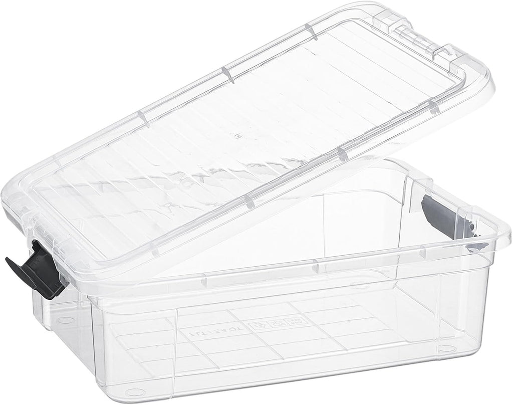 Superio Storage Bins with Lids- 4 Pack, 7.4 Qt Clear Boxes for Organizing, Stackable Plastic Containers- BPA Free, Non-Toxic, Odor Free, Organizer for Home, Office, Dorm