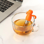 Leden Tea Infuser Cute Tea Strainer for Loose Leaf Tea Stainless Steel Fine Mesh Tea Ball Steeper with Silicone Lid for Mug and Cup, Orange