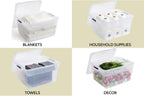 Rubbermaid Cleverstore 74 Qt Clear Storage Bins with Lids and Nesting Tray, 4-Pack, Stackable, BPA-Free, Made in USA