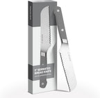 Misen Serrated Bread Knife – High-Carbon Japanese AUS8 Steel – Effortless Slicing of Bread, Pastries, and Fruits – Razor-Sharp Edge and Durable Blade with Ergonomic Handle - 5", Gray