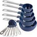 COOK WITH COLOR Measuring Cups Set and Measuring Spoon Set, Stainless Steel Handles, Nesting Kitchen Measuring Set, Liquid Measuring Cup Set, 12 PC Stainless Steel, Navy