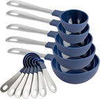 COOK WITH COLOR Measuring Cups Set and Measuring Spoon Set, Stainless Steel Handles, Nesting Kitchen Measuring Set, Liquid Measuring Cup Set, 12 PC Stainless Steel, Navy
