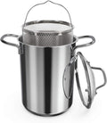 Navaris Asparagus Pot - Stainless Steel Asparagus Vegetable Steamer Spaghetti Pasta Stovetop Cooker with Removable Basket and Lid - BPA Free - 4.1 Qt