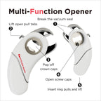 Kitchen Mama Epic One Multifunction Opener: A Pick Ergonomic Opener- Magnetic Bottle Opener, Beer & Soda Can Opener, Pull Tab & Jar Opener for Weak Hands and Arthritis (White)