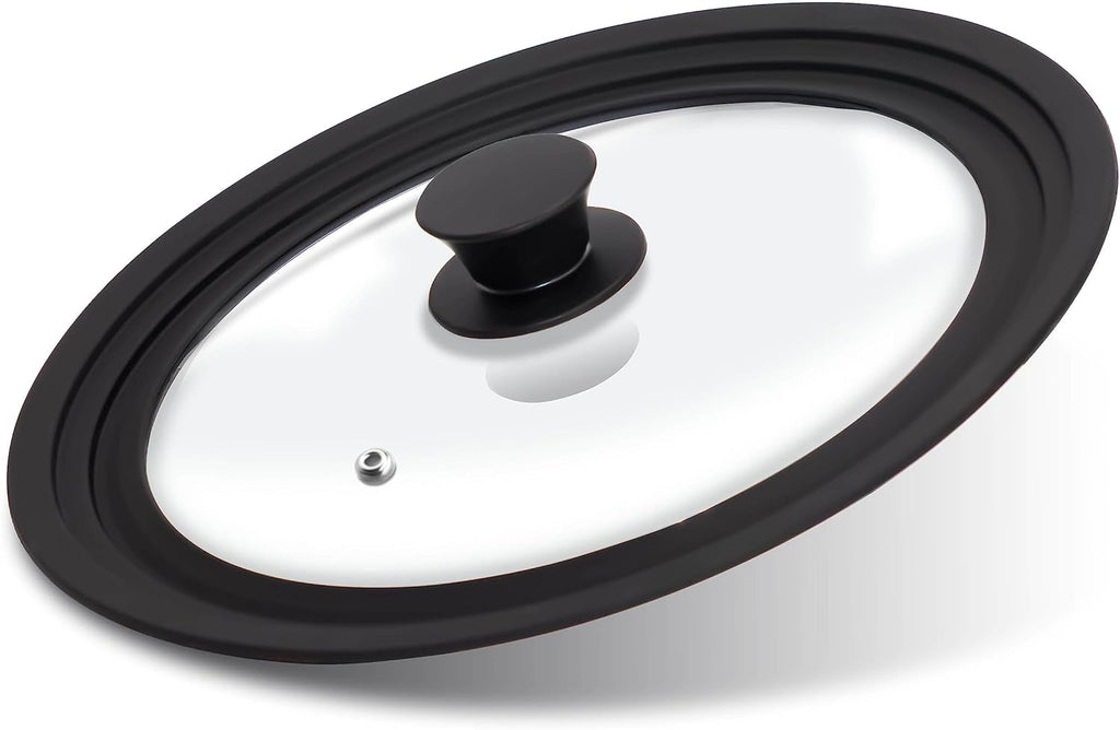 Tempered Glass Lid - Universal Lid with Heat Resistant Silicone Rim for Pots, Pans and Skillets - Pan Cover Replacement Lid Fits 9.5", 10" and 11" Diameter Cookware