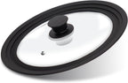 Tempered Glass Lid - Universal Lid with Heat Resistant Silicone Rim for Pots, Pans and Skillets - Pan Cover Replacement Lid Fits 9.5", 10" and 11" Diameter Cookware