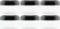 Cornucopia Brands 8oz Clear Plastic Jars w/Black Plastic Lids (6-Pack); BPA Free PET Stackable Containers for Bathroom & Kitchen Storage & Cosmetics