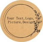 Custom Stickers Kraft Paper Labels Personalized Withe Text, Business Logo Customized Food Jars Labels Bakery Label Sticker Package Favor Canning Circle 100pcs (Style 3)